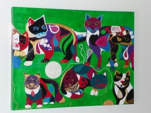 colorful cats Acryltechnik