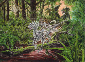 Jurassic Forest, Aquarell, 24 x 32 cm.