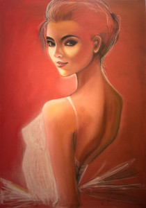 Alisa, 70x100, pastels, oil on canvas, 2600