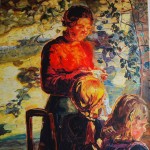 Frau mit Mädchen (nach Anna Ancher) 60x50