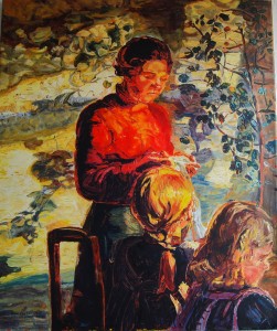 Frau mit Mädchen (nach Anna Ancher) 60x50