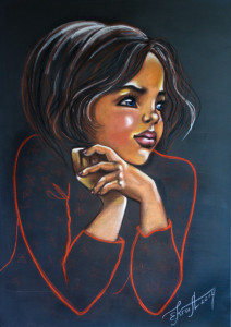 Dasha, Pastels & acrylic on canvas, 70x100