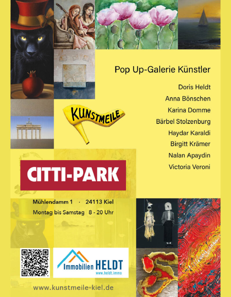 KUNSTMEILE KIEL Pop Up-Galerie im CITTI-PARK Kiel von Mai - September 2026 im Obergeschoss links vor Rossmann